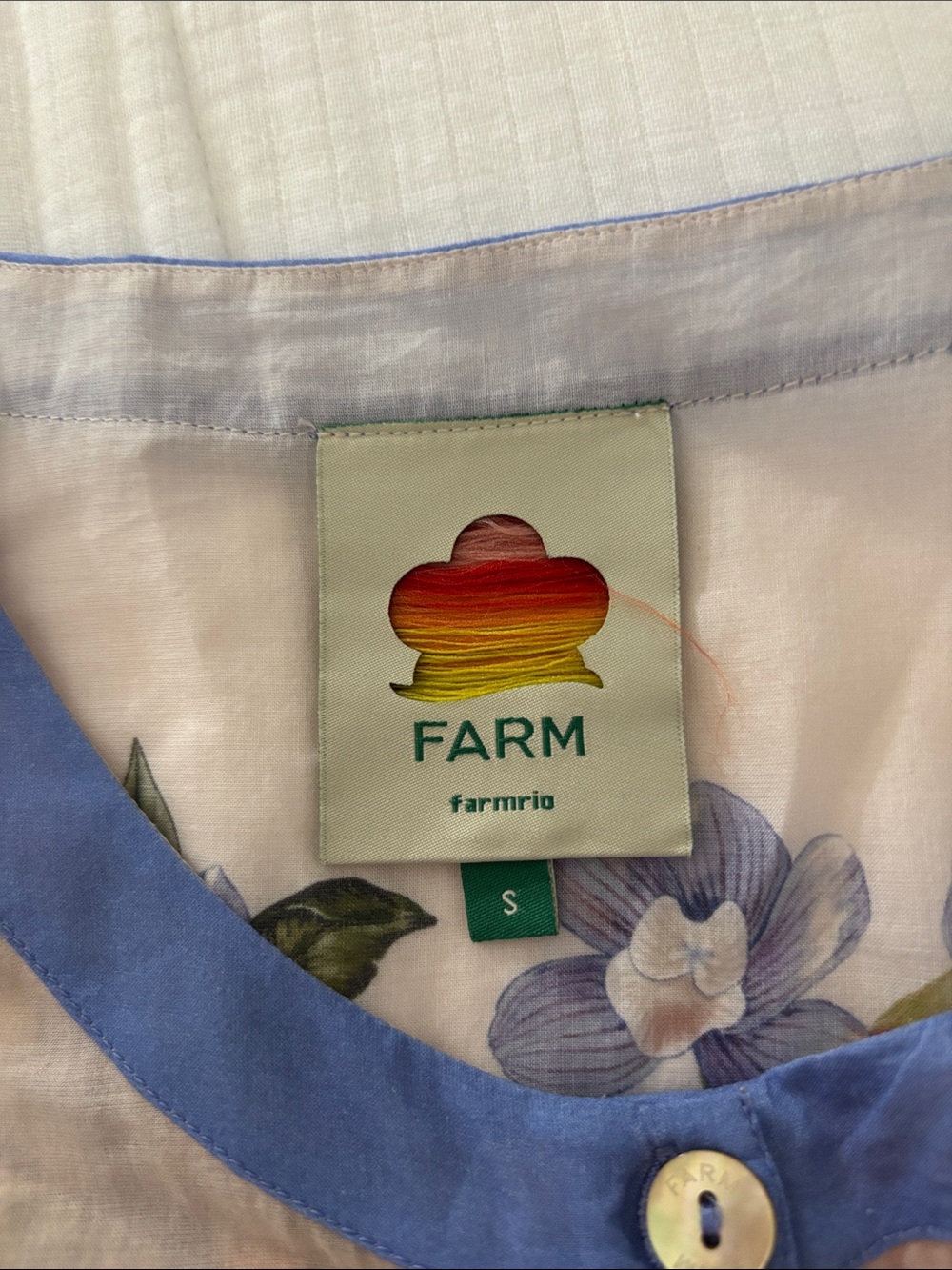 FARM Rio Blue and Lavender Floral Button-Down Top - Picture 4 of 7